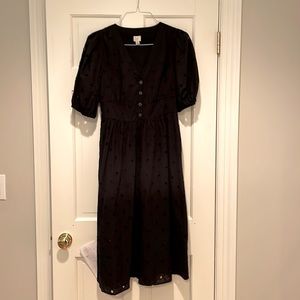 Black eyelet midi dress